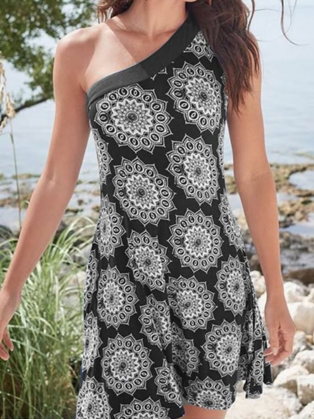 One shoulder swing dress, XL